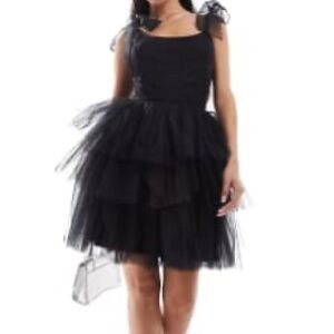 ASOS Lace and Beads Black Tulle Dress